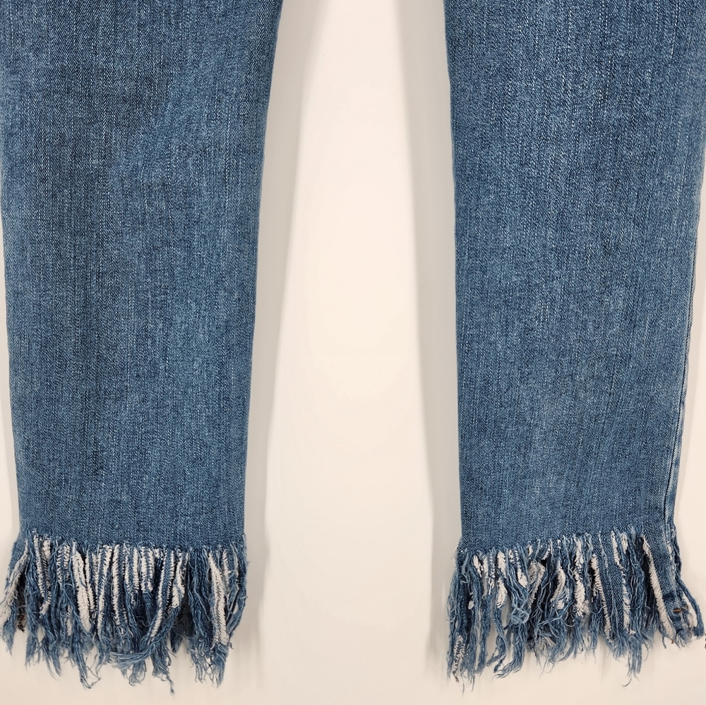 Free People We the Free High Rise Ripped Cropped Skinny Jean Fringe Hem 28 - Picture 7 of 14
